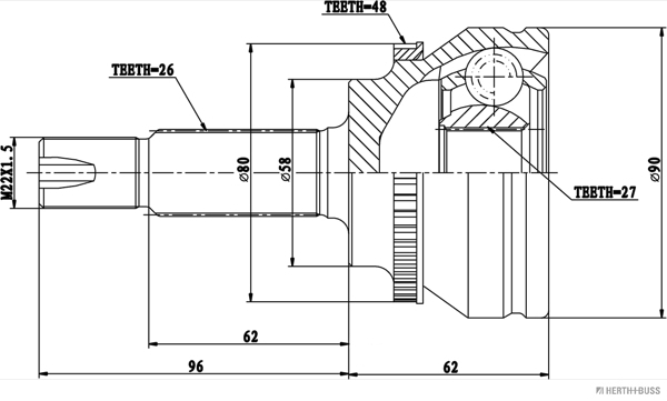 Herth+Buss Jakoparts Homokineet reparatieset J2822140