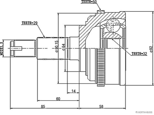 Herth+Buss Jakoparts Homokineet reparatieset J2824129