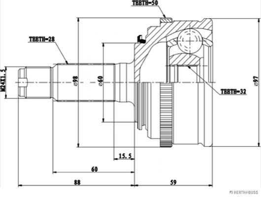 Herth+Buss Jakoparts Homokineet reparatieset J2824137