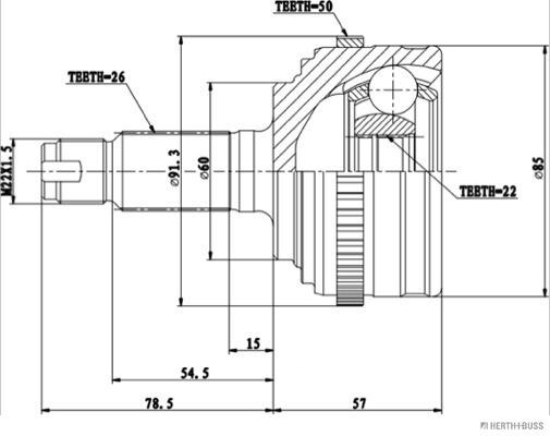 Herth+Buss Jakoparts Homokineet reparatieset J2824142