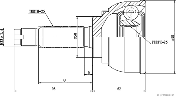 Herth+Buss Jakoparts Homokineet reparatieset J2825003