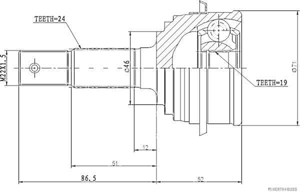 Herth+Buss Jakoparts Homokineet reparatieset J2826001