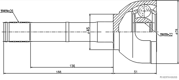 Herth+Buss Jakoparts Homokineet reparatieset J2828008