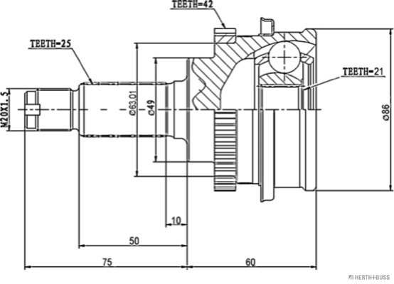 Herth+Buss Jakoparts Homokineet reparatieset J2828117