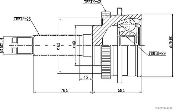 Herth+Buss Jakoparts Homokineet reparatieset J2828118