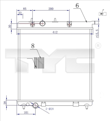 Radiateur TYC 705-0072-R