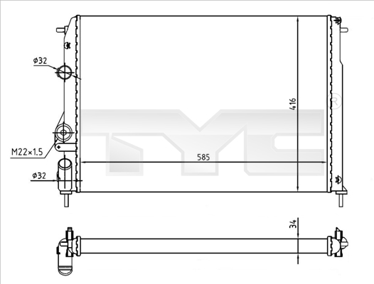 Radiateur TYC 728-0055-R