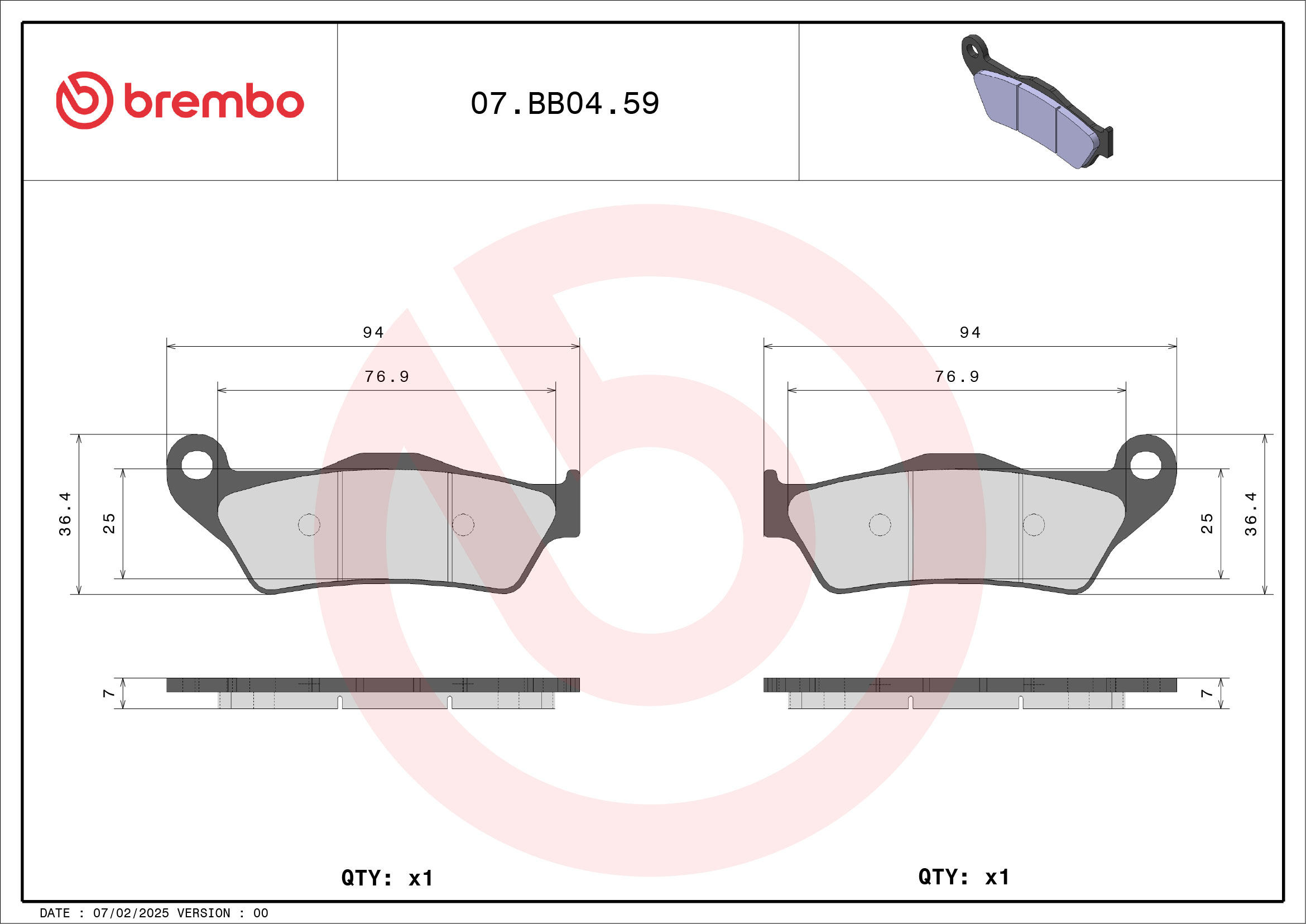 Brembo Remblokkenset, schijfrem 07BB0483