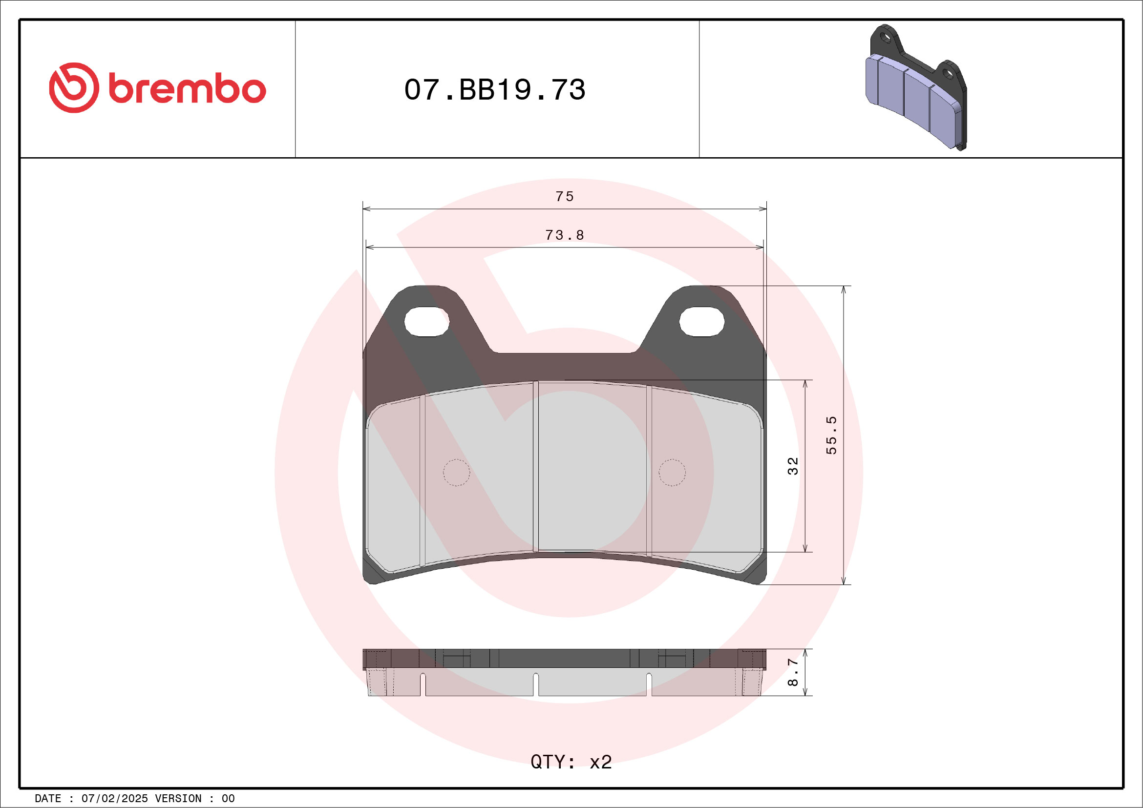 Brembo Remblokkenset, schijfrem 07BB1973