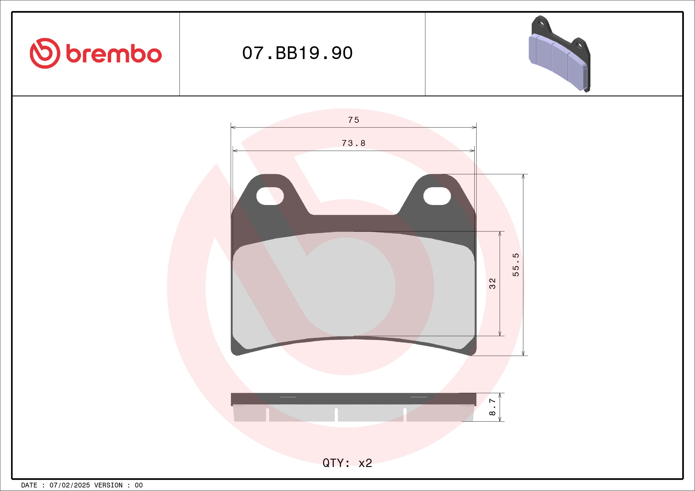 Brembo Remblokkenset, schijfrem 07BB1990