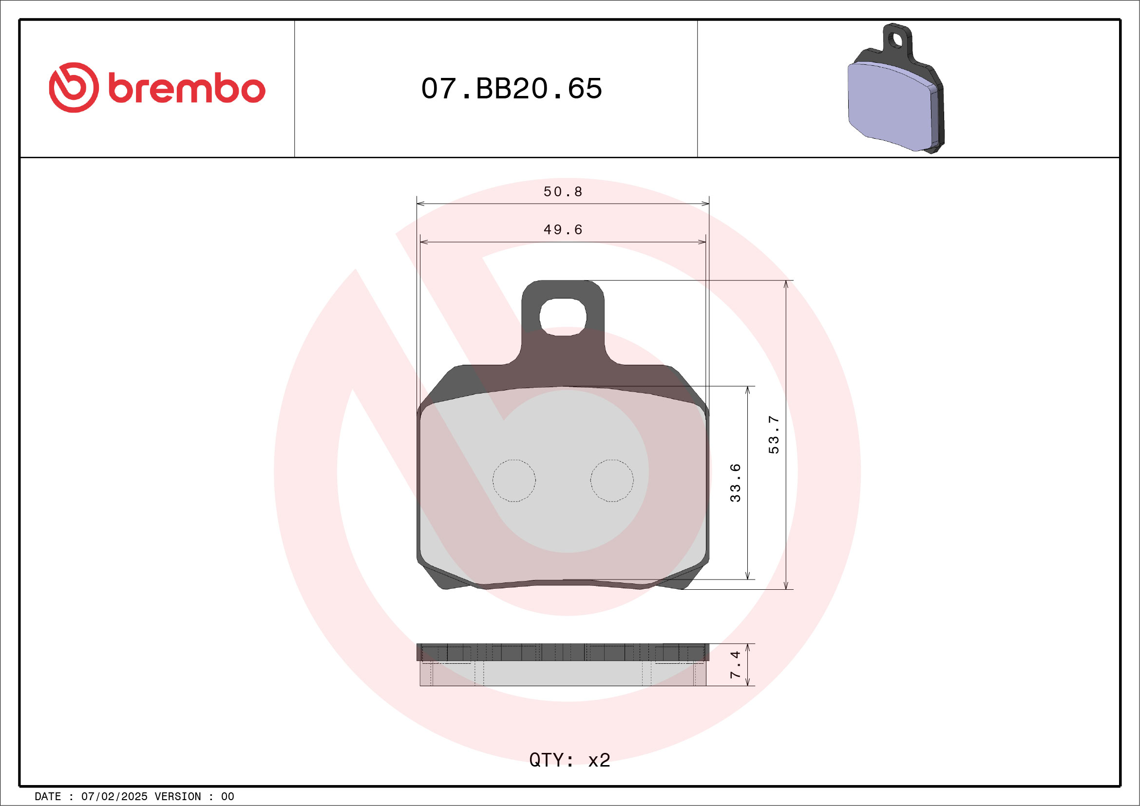 Brembo Remblokkenset, schijfrem 07BB2065