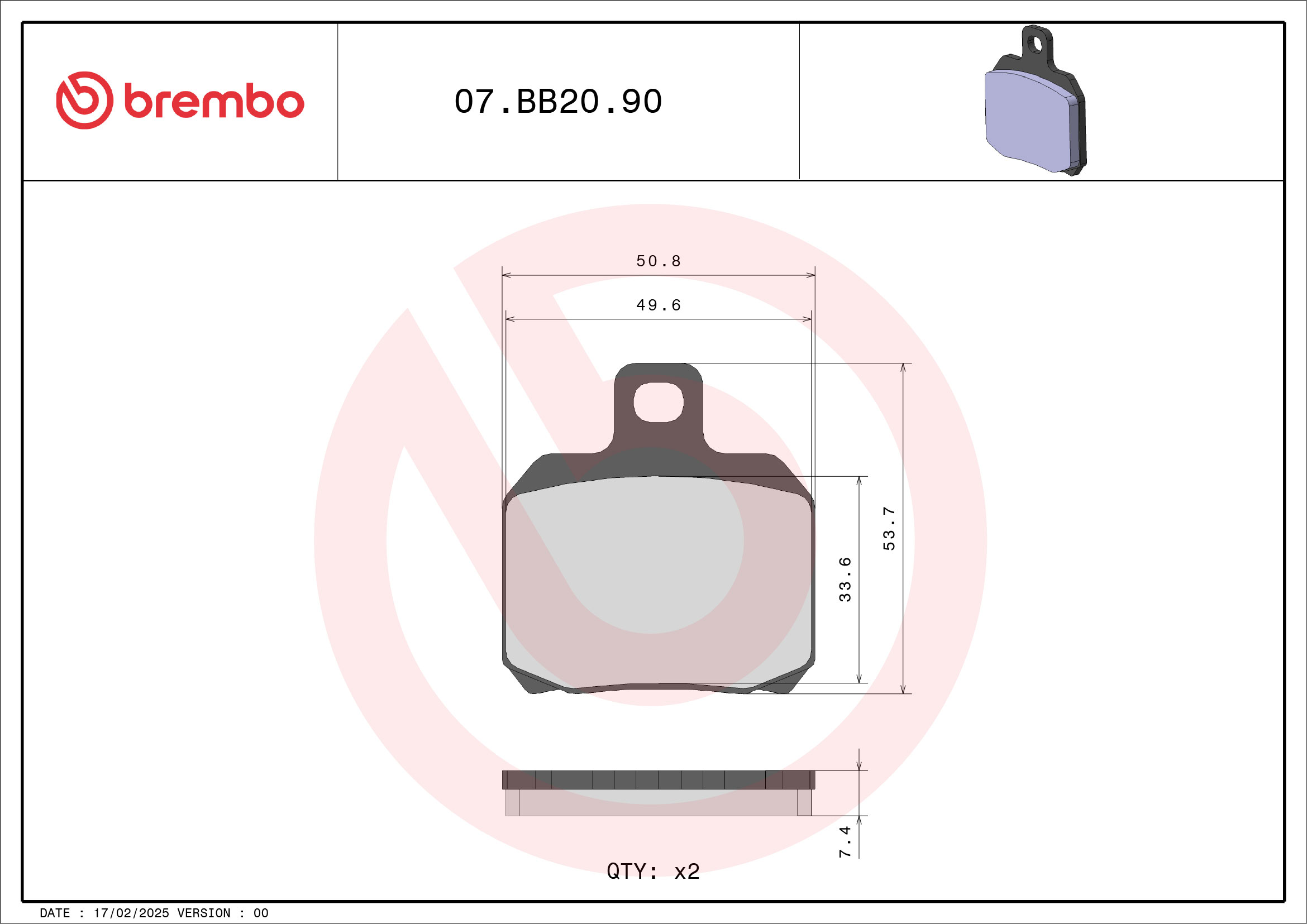 Brembo Remblokkenset, schijfrem 07BB2090
