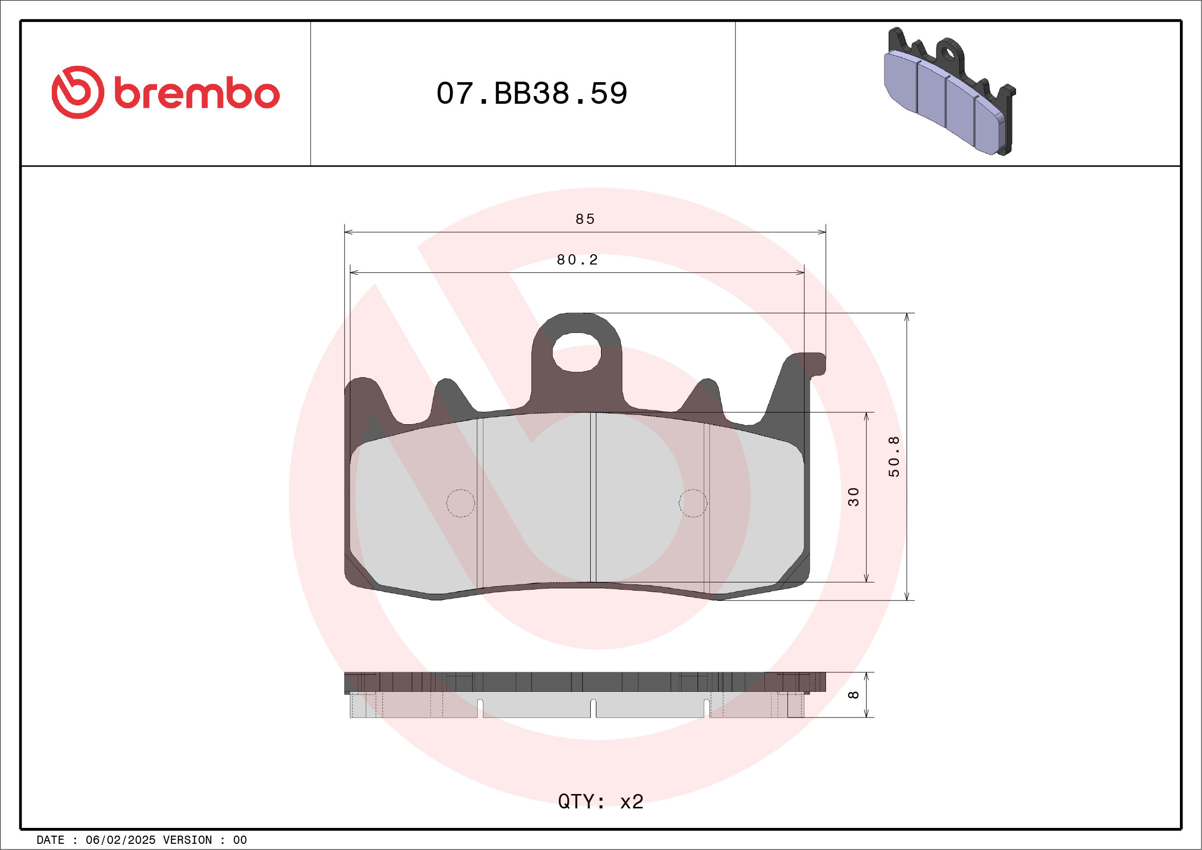 Brembo Remblokkenset, schijfrem 07BB3859