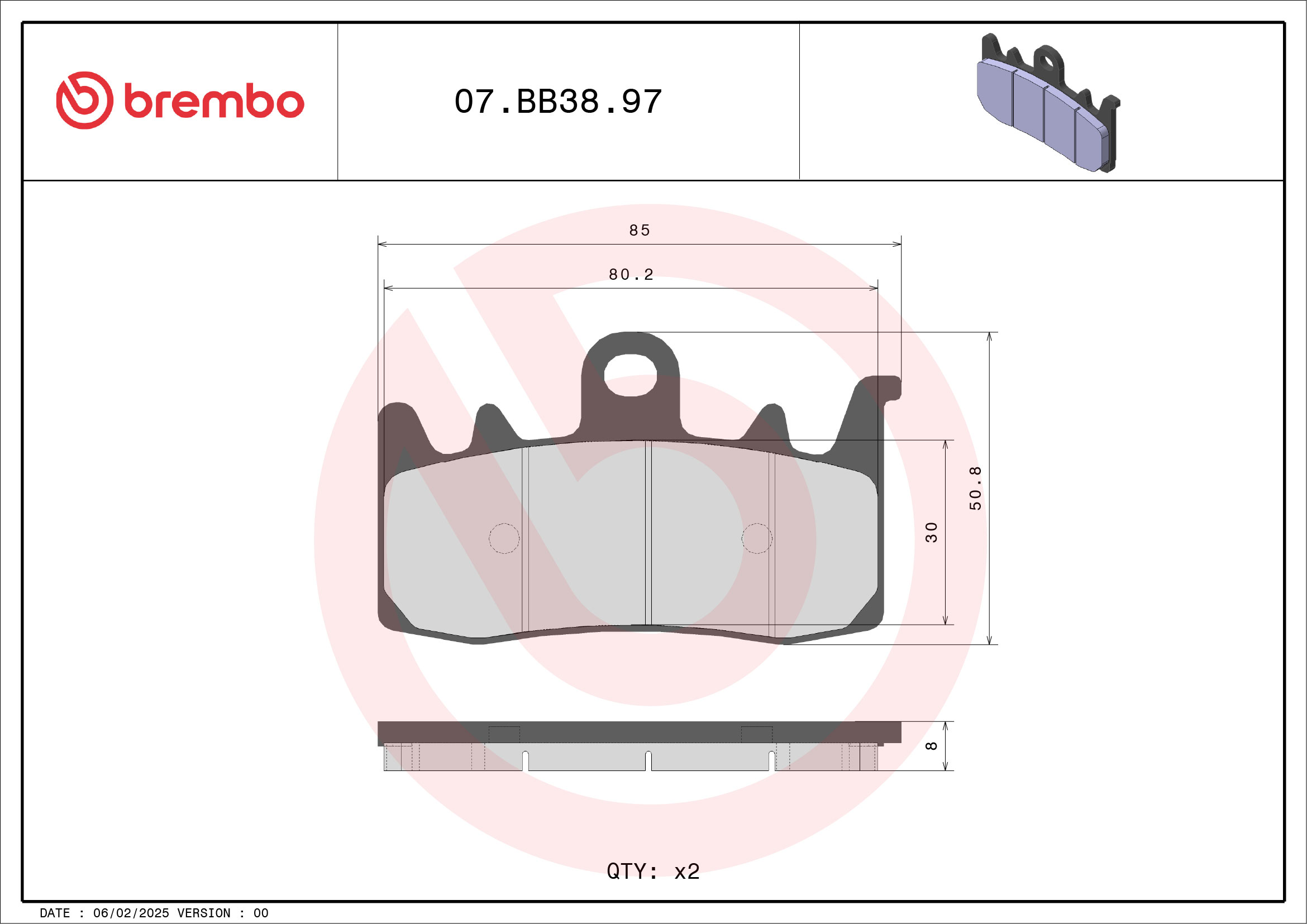 Brembo Remblokkenset, schijfrem 07BB3897