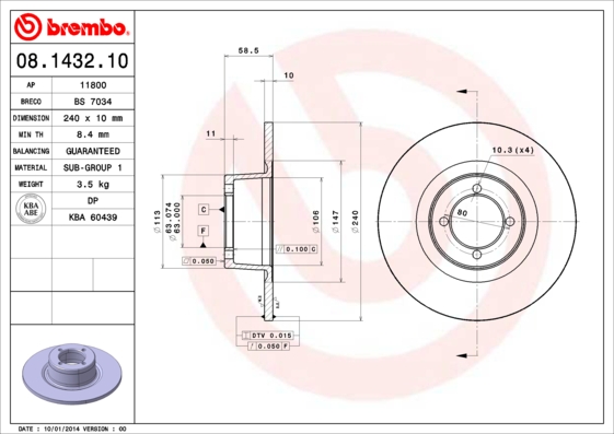 Brembo Remschijven 08.1432.10