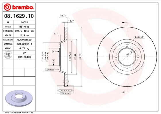 Brembo Remschijven 08.1629.10