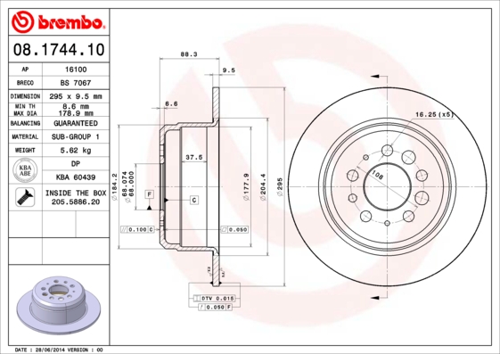 Brembo Remschijven 08.1744.10