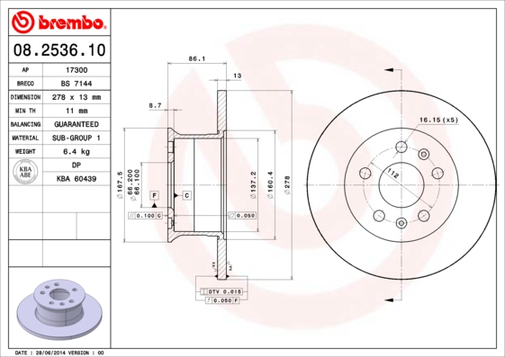 Brembo Remschijven 08.2536.10