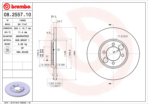 Brembo Remschijven 08.2557.10