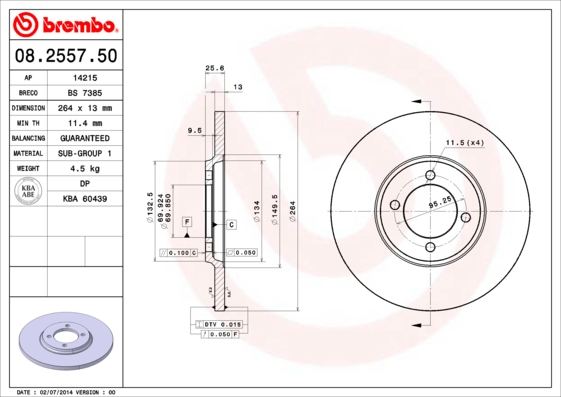 Brembo Remschijven 08.2557.50