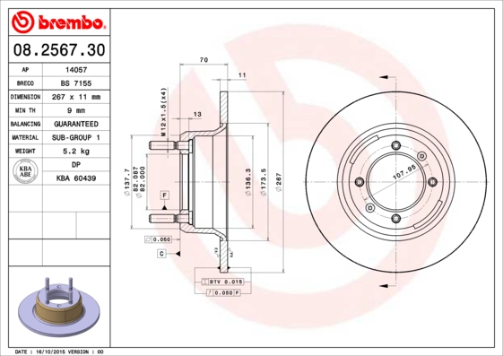 Brembo Remschijven 08.2567.30