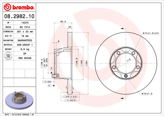 Brembo Remschijven 08.2982.10