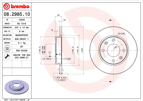 Brembo Remschijven 08.2985.10