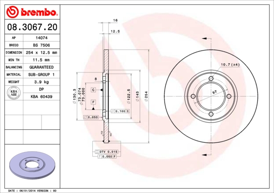 Brembo Remschijven 08.3067.20
