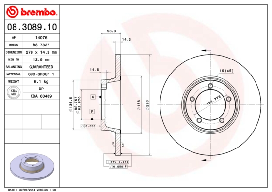 Brembo Remschijven 08.3089.10
