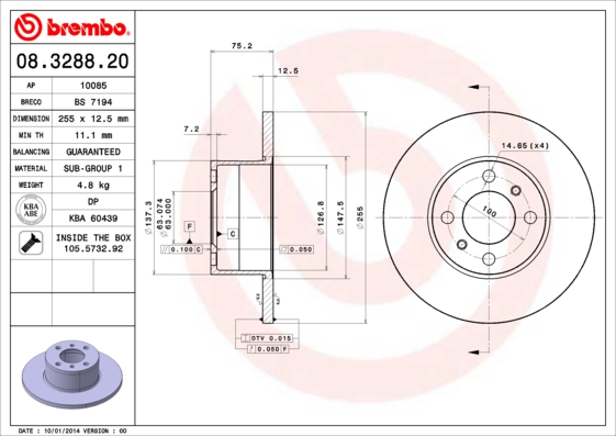 Brembo Remschijven 08.3288.20