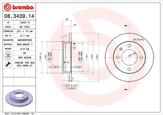 Brembo Remschijven 08.3439.14