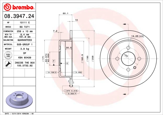 Remschijven Brembo 08.3947.24