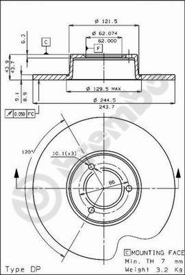 Remschijven Brembo 08.3969.10