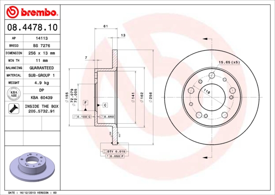 Remschijven Brembo 08.4478.10