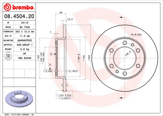 Brembo Remschijven 08.4504.20