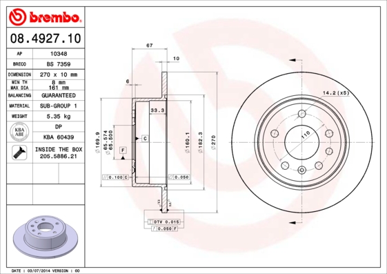 Brembo Remschijven 08.4927.10