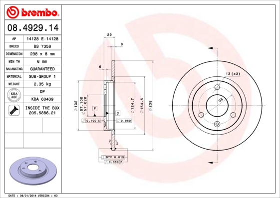 Brembo Remschijven 08.4929.14