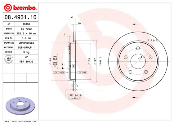 Brembo Remschijven 08.4931.10