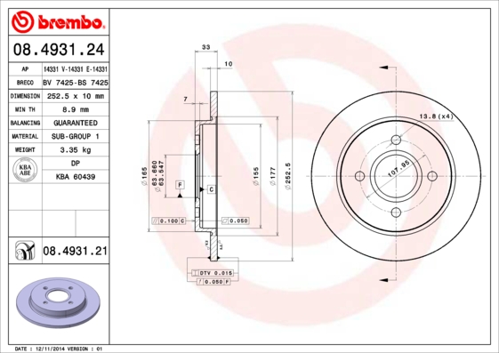 Brembo Remschijven 08.4931.21