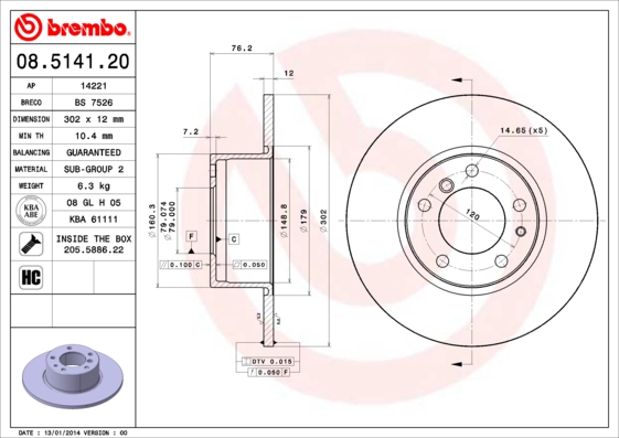 Brembo Remschijven 08.5141.20