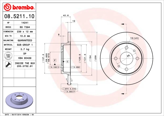 Brembo Remschijven 08.5211.10