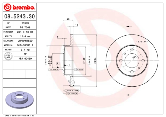 Brembo Remschijven 08.5243.30