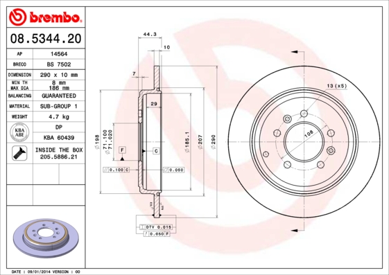 Brembo Remschijven 08.5344.20