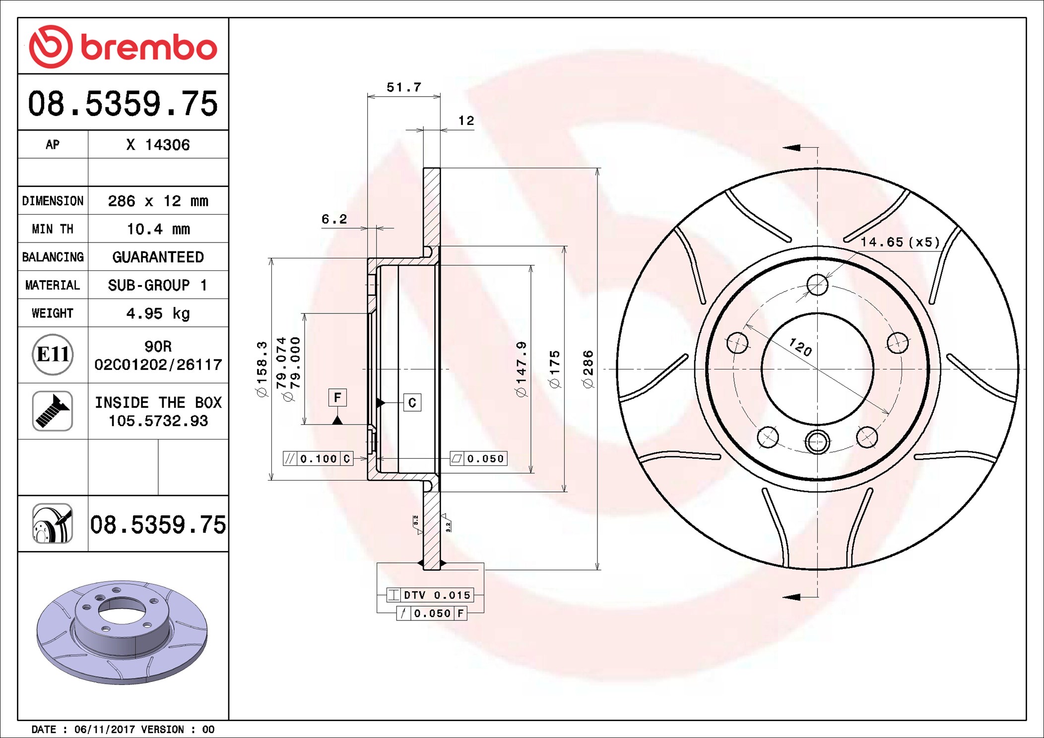 Brembo Remschijven 08.5359.75