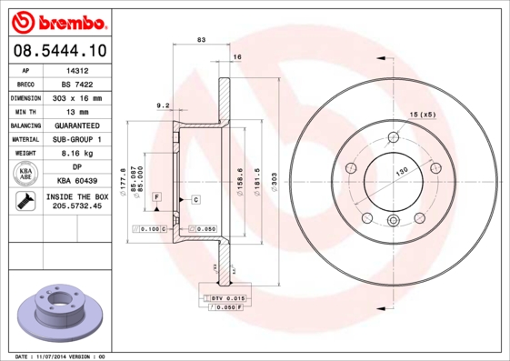 Brembo Remschijven 08.5444.10