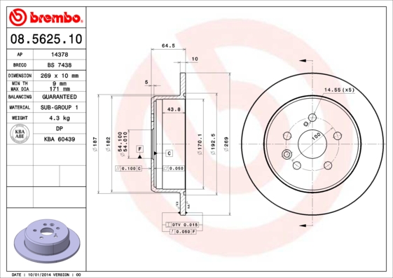 Brembo Remschijven 08.5625.10