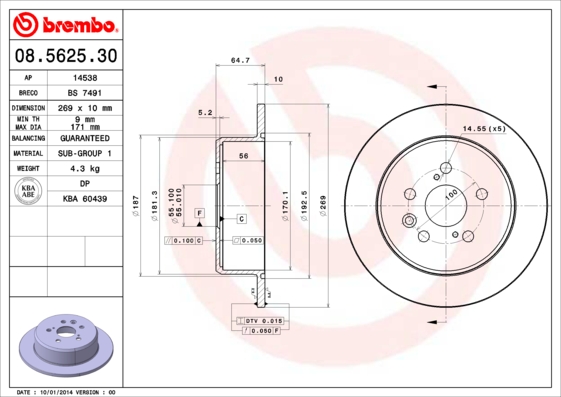 Brembo Remschijven 08.5625.30