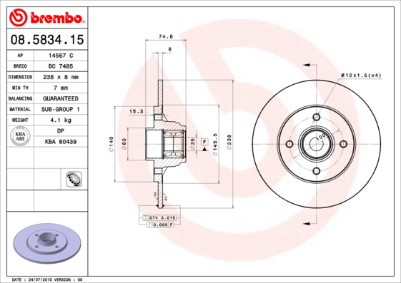 Brembo Remschijven 08.5834.15