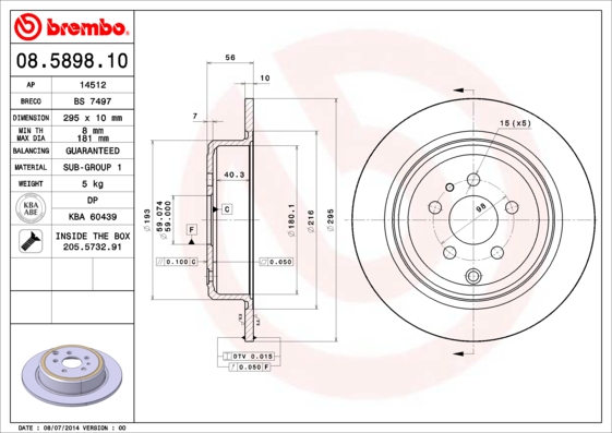 Brembo Remschijven 08.5898.10