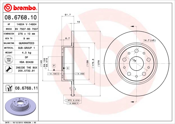 Brembo Remschijven 08.6768.11